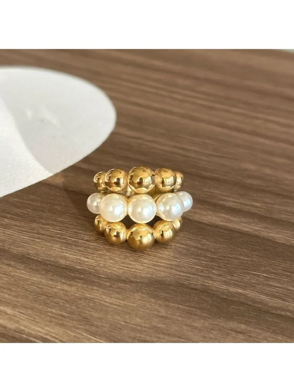 Gold and Pearl Ring Q338